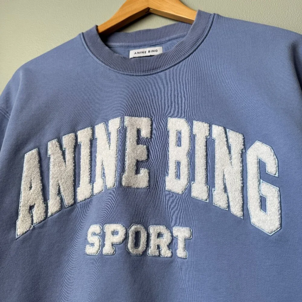Anine Bing Tyler Sweatshirt Light Blue/White - Picture 4 of 17